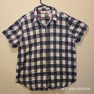 Basic Editions Navy and White Plaid Shirt